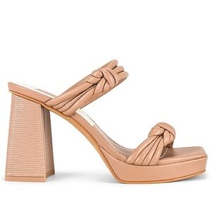 New women Sz 8.5 DV blush heels brown knot cable strap casual mules sandals